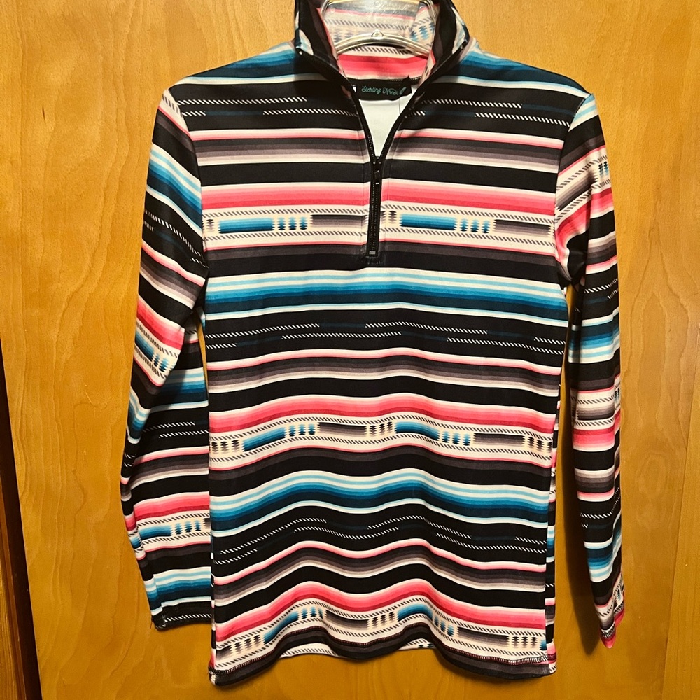 NWT Sterling Kreek pink blue striped pullover XS